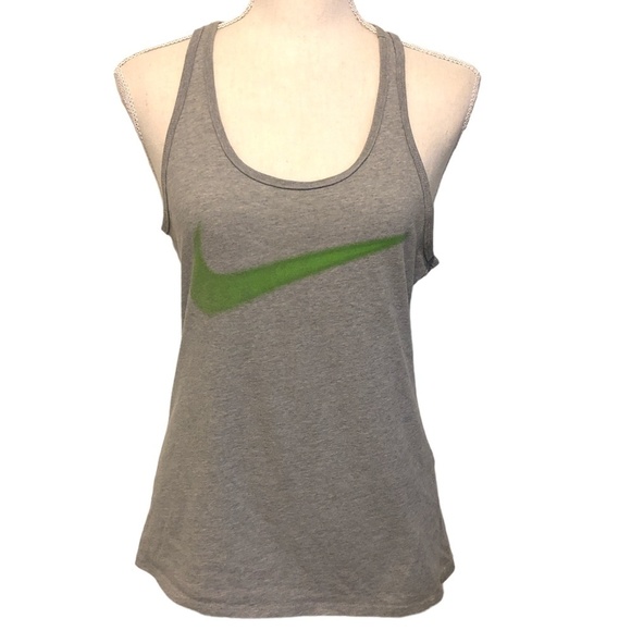 THE NIKE TEE Tank Top Women's Size Medium Gray Green Dri-Fit Athletic Cut - Picture 1 of 9